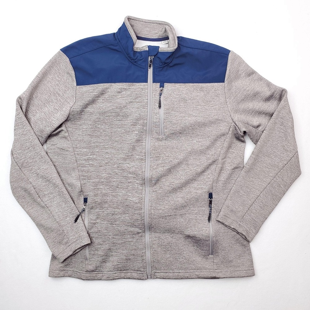 Orvis Jacket Mens Large Gray Blue Full‎ Zip Fleece Lined Outdoor Performance